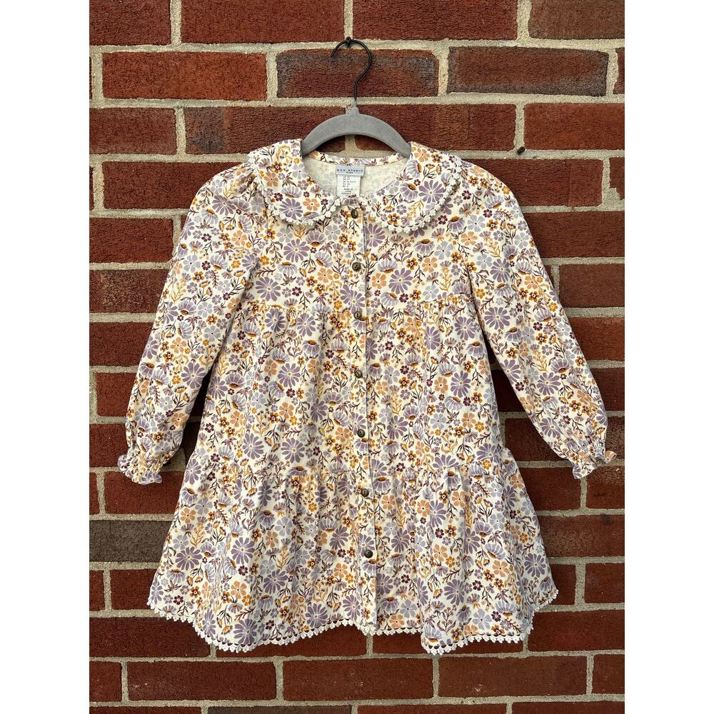 Max Studio Kids Floral Dress 5T 100% Cotton Peter Pan Collar Cottagecore